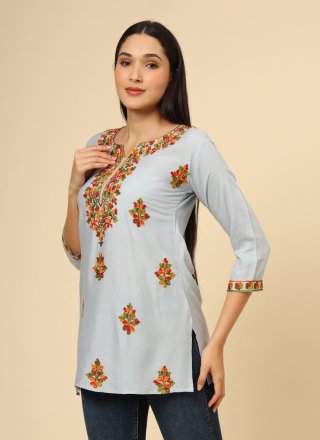 Rayon Casual Kurti In Grey
