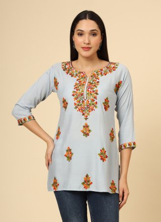 Rayon Casual Kurti In Grey