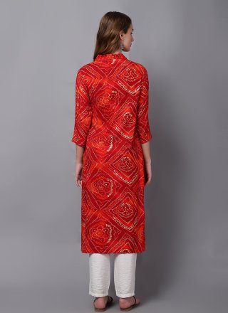 Rayon Casual Kurti In Red