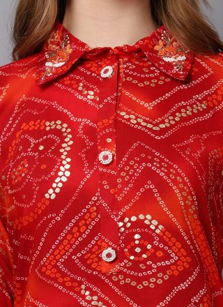 Rayon Casual Kurti In Red