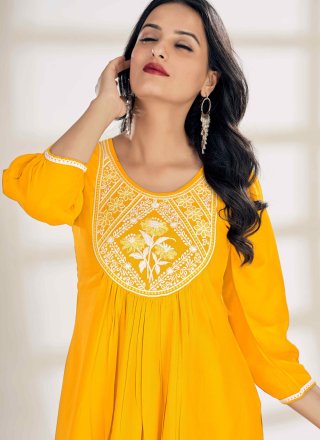 Rayon Casual Kurti In Yellow
