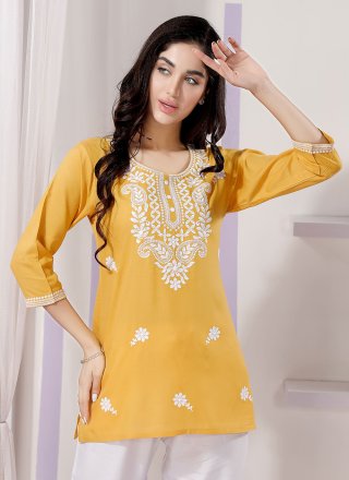 Rayon Casual Kurti In Yellow