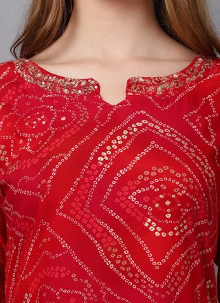 Rayon Casual Kurti with Bandhej and Print Work