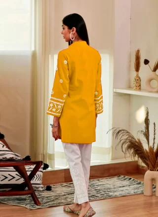 Rayon Casual Kurti with Chikankari and Embroidered Work