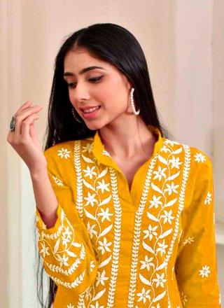 Rayon Casual Kurti with Chikankari and Embroidered Work