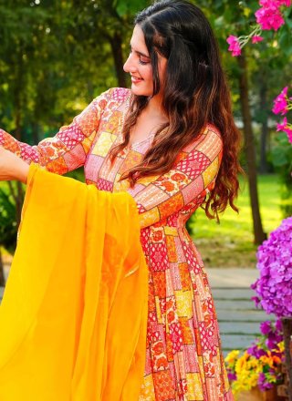 Rayon  Designer Gown In Orange