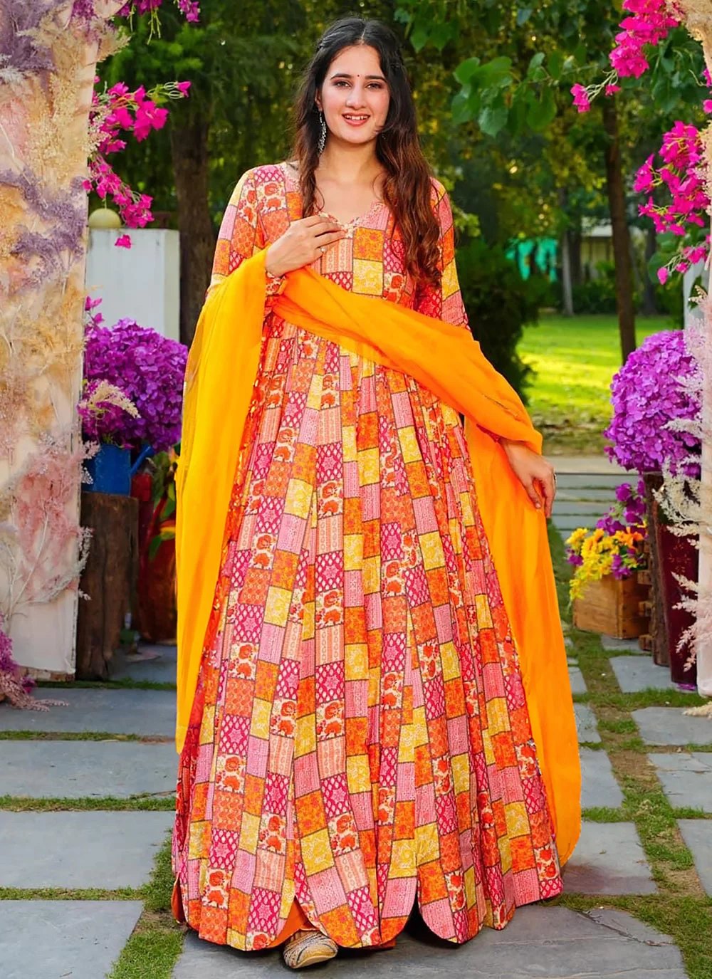 Orange Gown Dresses Online | Orange Evening Gowns | Sareeka