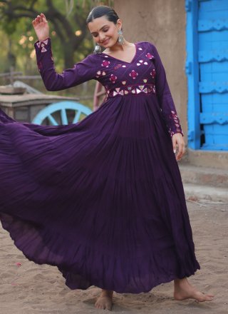 Rayon  Designer Gown In Purple