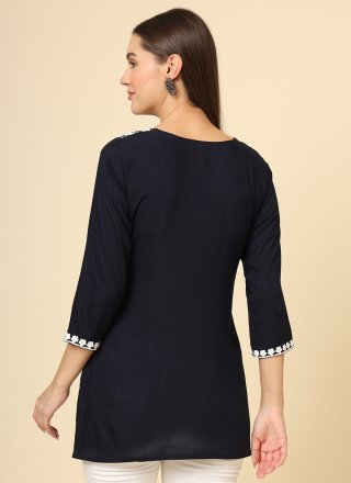 Rayon Designer Kurti In Black
