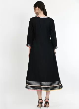 Rayon Designer Kurti In Black