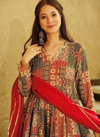 Rayon Gown In Multi Colour