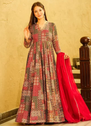 Rayon Gown In Multi Colour