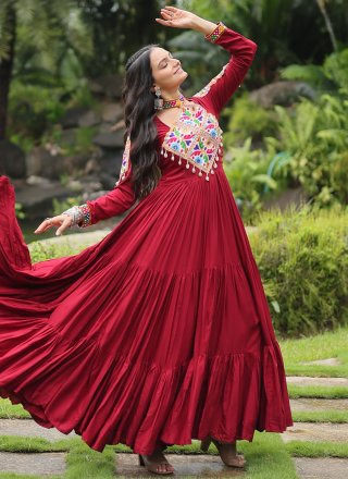 Rayon Gown In Red