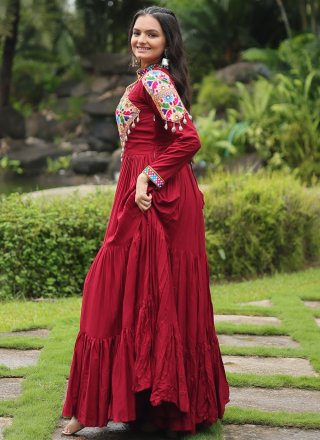 Rayon Gown In Red