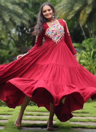 Rayon Gown In Red