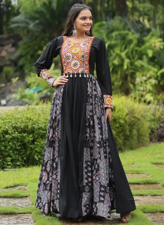 Trending Black Readymade Style Pure Chiffon Beads Gown and Black Readymade Style Pure Chiffon Beads Designer Gown Online Shopping