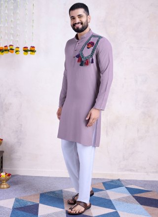Rayon Kurta Mens Wear In Lavender