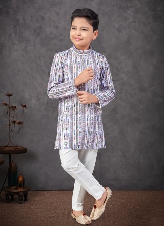 Rayon Kurta Pyjama In Blue and Off White