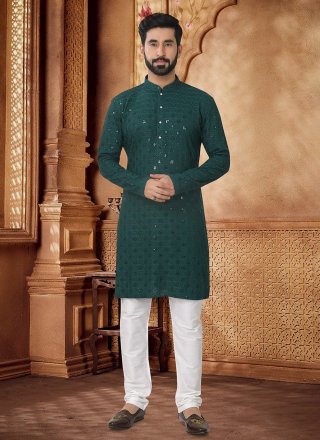 Rayon Kurta Pyjama In Green