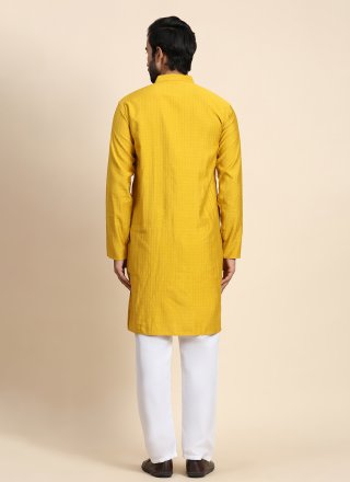 Rayon Kurta Pyjama In Mustard