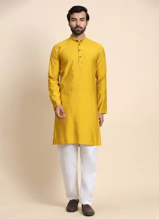 Rayon Kurta Pyjama In Mustard