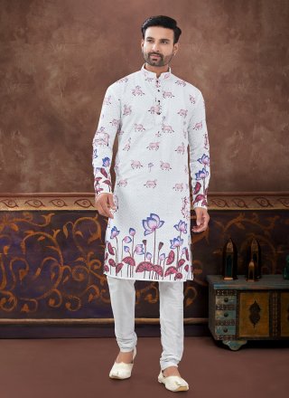 Rayon Kurta Pyjama In Off White