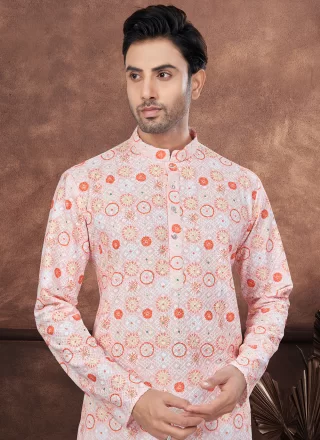 Rayon Kurta Pyjama In Orange
