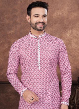 Rayon Kurta Pyjama with Digital Print and Embroidered Work