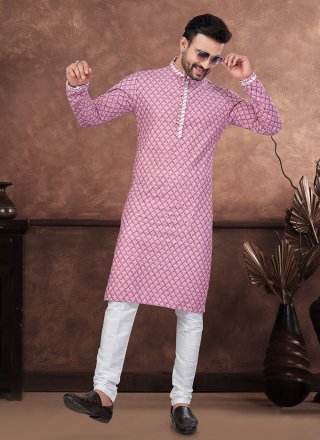 Rayon Kurta Pyjama with Digital Print and Embroidered Work