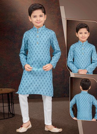 Rayon Kurta Pyjama with Digital Print and Machine Embroidery Work