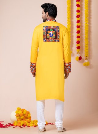 Rayon Kurta Pyjama with Lace, Machine Embroidery and Patch Border Work