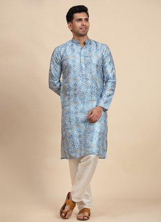 Rayon Kurta Pyjama with Print Work