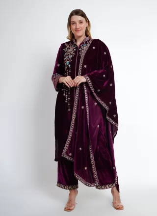 Rayon Palazzo Salwar Suit In Wine