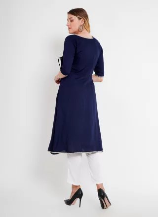 Rayon Pant Style Suit In Blue