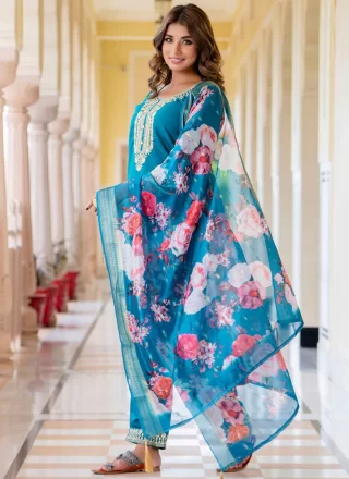 Rayon Pant Style Suit with Buttons and Embroidered Work