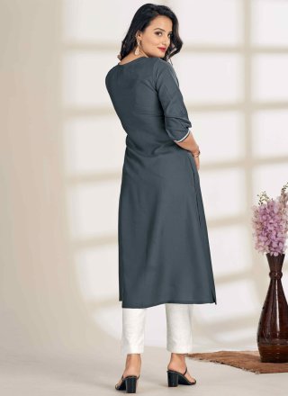 Rayon Party Wear Kurti In Grey