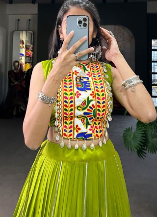 Rayon Readymade Lehenga Choli In Green
