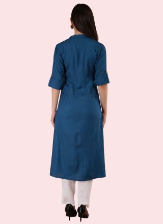 Rayon Readymade Salwar Suit In Blue