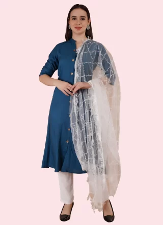 Rayon Readymade Salwar Suit In Blue