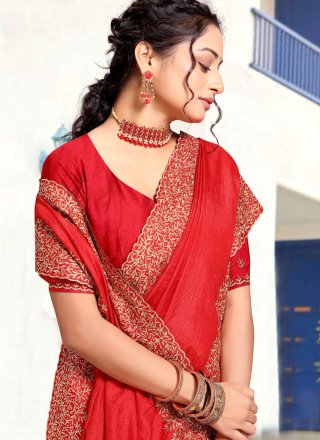 Red Art Silk Contemporary Saree