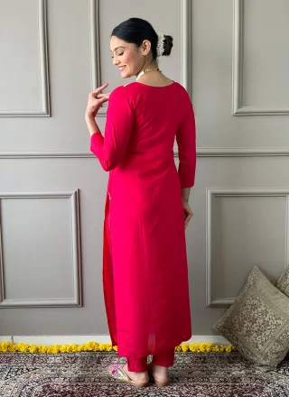 Red Chanderi Designer with Embroidered Work for Casual