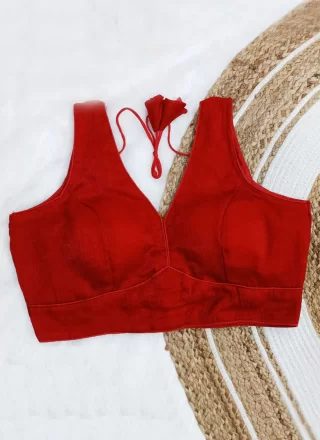 Red Chiffon Blouse In Plain for Women