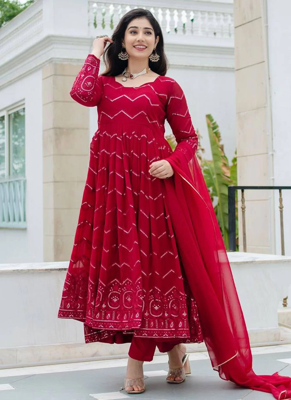 Plain red suit fashion design