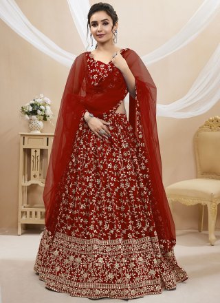 Customised Handcrafted Red Bridal Lehenga Choli Resham Work SF674SD –  ShreeFashionWear