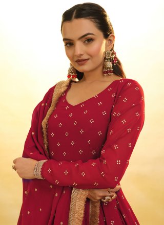 Red Georgette Salwar Suit