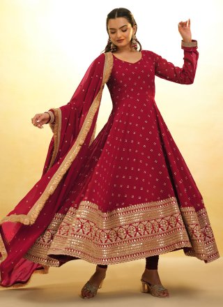 Red Georgette Salwar Suit