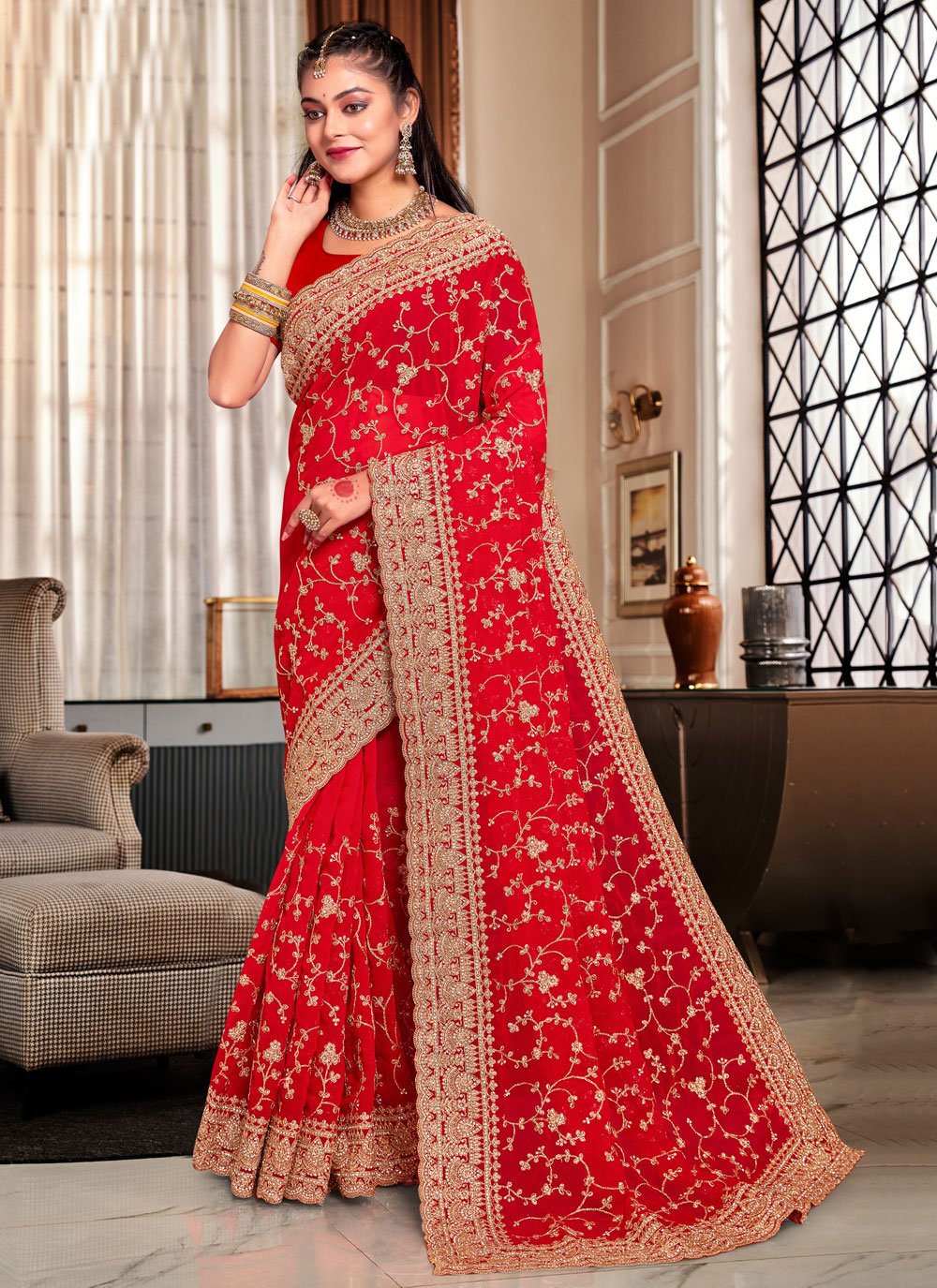 Buy red designer banarasi saree online on Karagiri | FLAT 60% OFF –  Karagiri Global