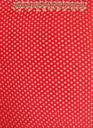Red Jacquard Hand Work Designer Saree
