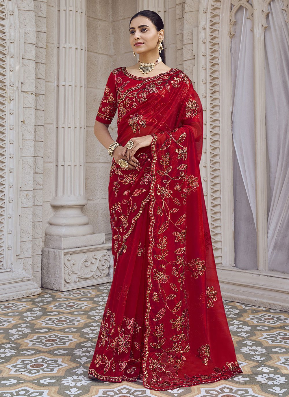 Maroon Net Saree and Maroon Net Sari Online Shopping