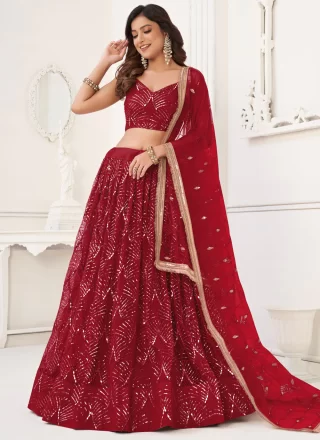 Red Net Lehenga Choli